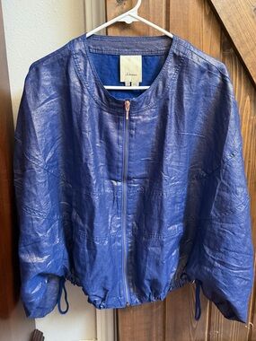 NWOT Elevenses Anthropologie Oversized Linen Blend Jacket Sz XS/S Toggle Waist